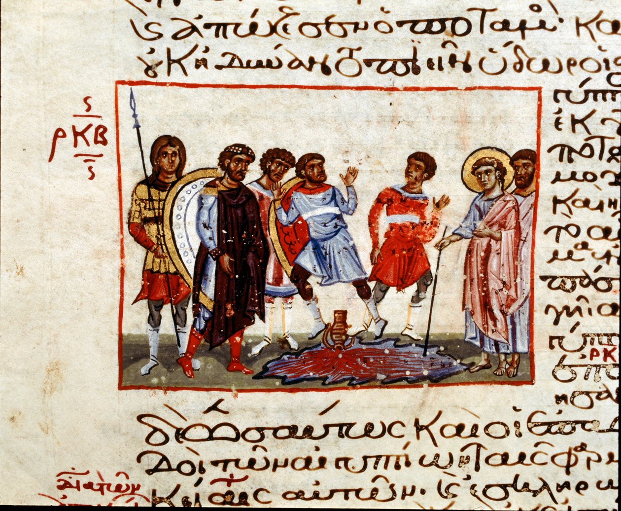Sårene i Egypt: Nilens vann endret til blodminiatyr fra "Codex de l