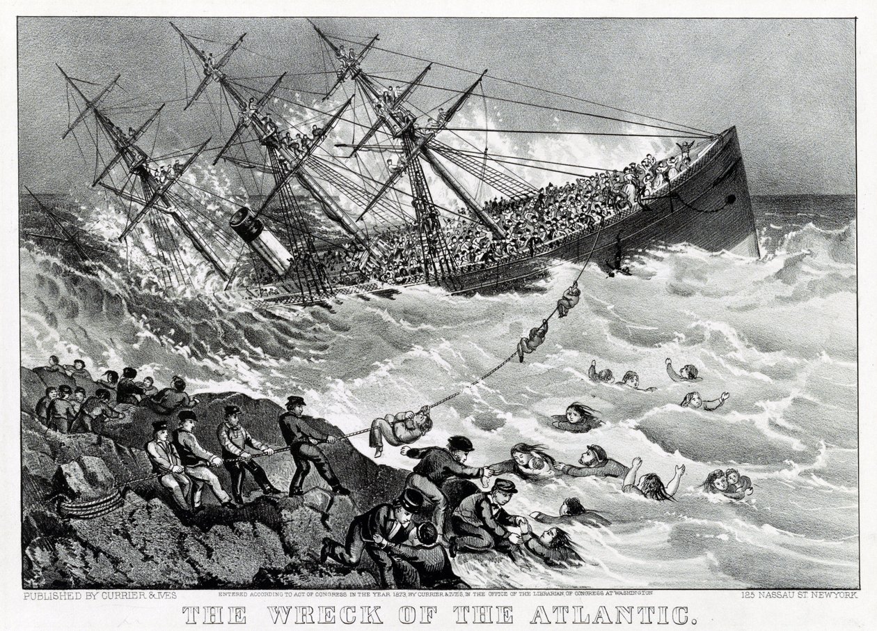 Vraket av RMS Atlantic transatlantiske havfartøy fra White Star Line, på kysten av Nova Scotia av Unknown artist