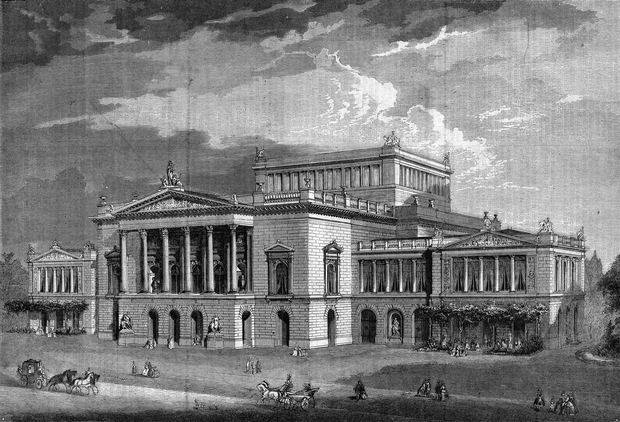 Theater in Leipzig, beginning of construction by Berlin architect Langhaus. In “” L