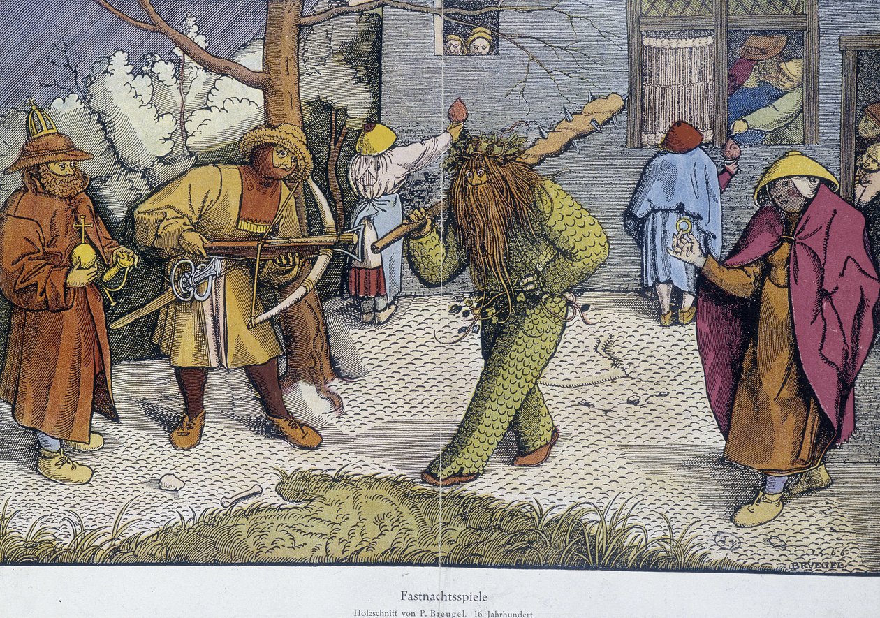 Theatrical Games: Carnival Day - repro av en doc på breughel wood av Unknown artist