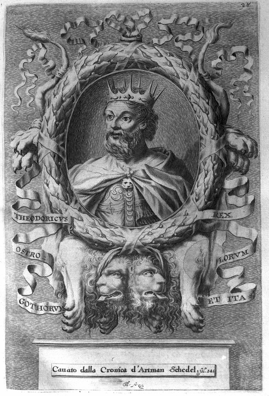 Theodorik I den store (v. 454-526), østgoternes konge (474-526) og grunnlegger av østgoternes rike i Italia. av Unknown artist