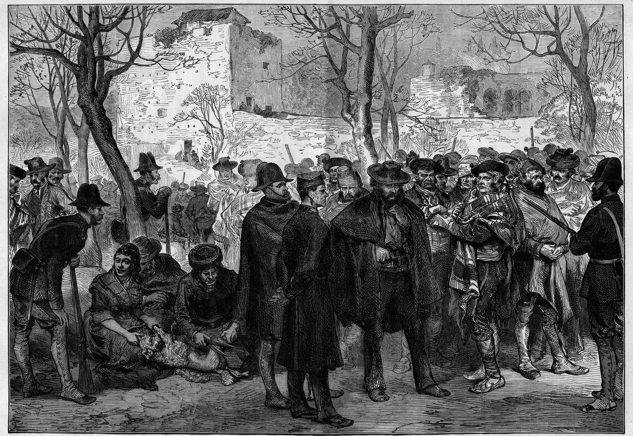 Tredje Carlist-krig (1872-1876): Carlist-fanger i Alhambre i Granada. av Unknown artist
