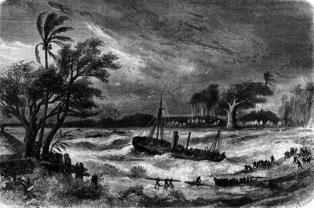 Tidevannsbølge i Rufisque (Senegal) på 1700-tallet. av Unknown artist