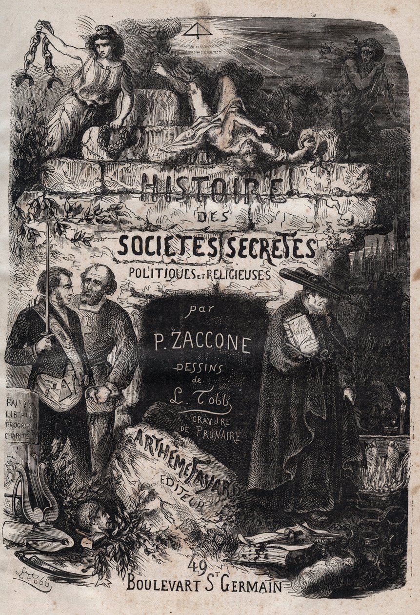 Tittelside til "" History of hemmelige, politiske og religiøse samfunn"" av Pierre Zaccone (1817-1895) av Unknown artist