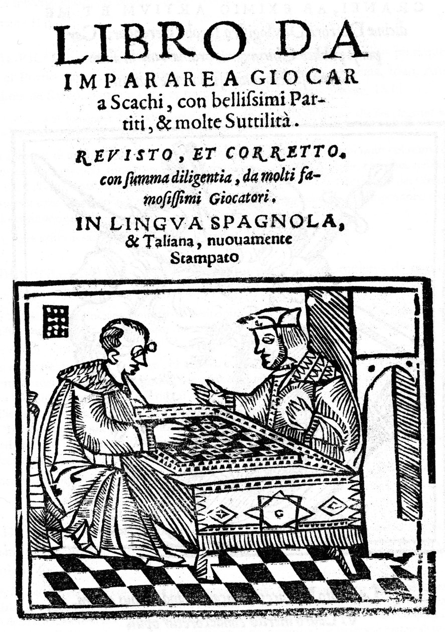 Tittelside til "" Denne boken og lære å spille sjakk "" (Sjakk) av Pedro Damiano (Damiao de Odemira 1480-1544) fra 1512. av Unknown artist