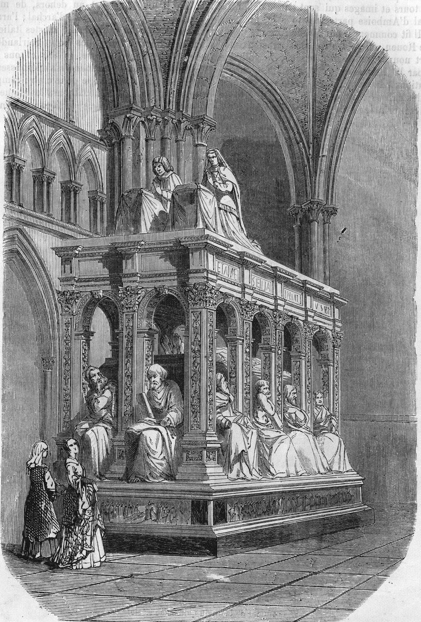 Tomb of Louis XII King of France (1462-1515) and Anne of Brittany (1477-1514). Engraving of the 19th century. av Unknown artist