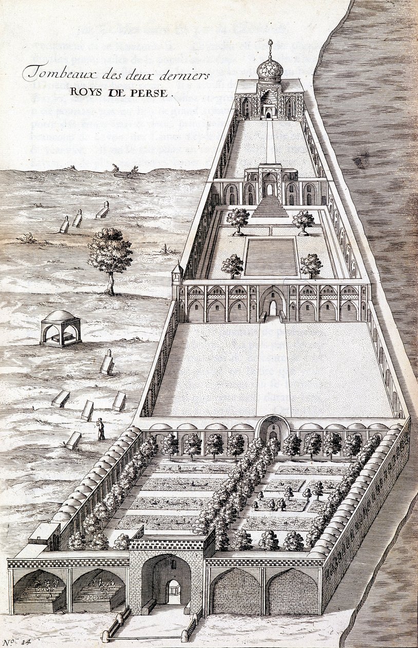 Gravene til de to siste kongene av Persia - i "" Dagbok over reisen til ridder Chardin, Persia og Øst-India, ved Svartehavet og kolkiden""" av Unknown artist