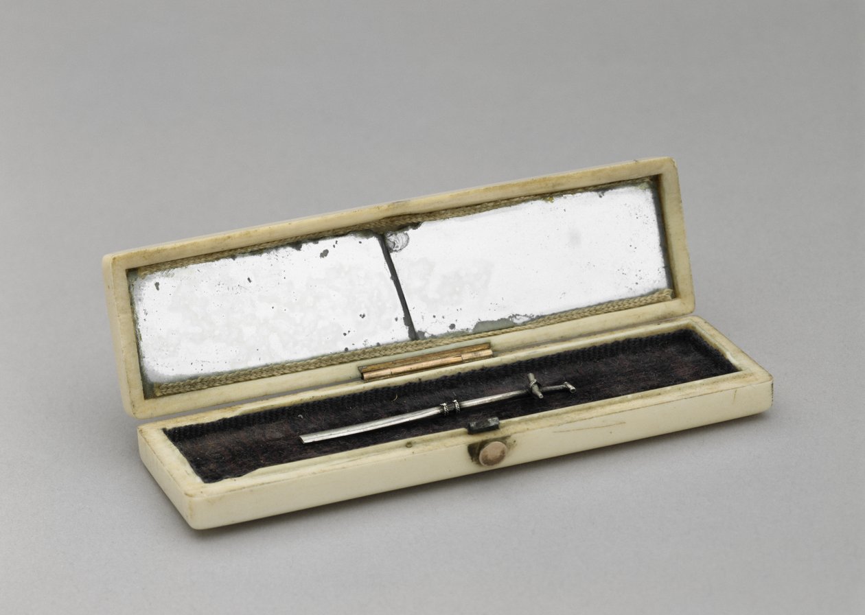 Tannpirkekasse, ca. 1840-1880 (elfenben, sølv, speilglass, fløyel) av Unknown artist