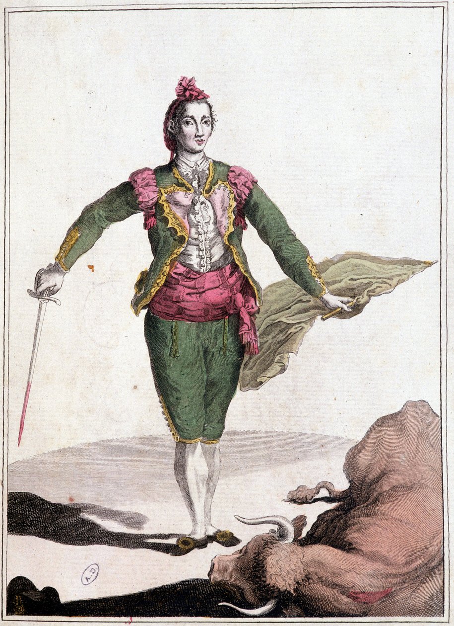 Toreador-kostyme, den berømte Joaquin Costillares, etter å ha styrtet oksen, i 1825. av Unknown artist