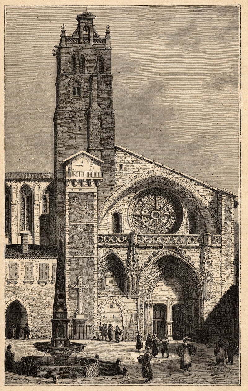 Toulouse katedral - Cathedrale Saint-Etienne de Toulouse - (Saint Etienne) gravering i "" PATRIE" - PECTUREQUIREQUE BESKRIVELSE AV FRANKRIKE I 6 BIND AV LUCIEN HUARD - slutten av 1800-tallet av Unknown artist