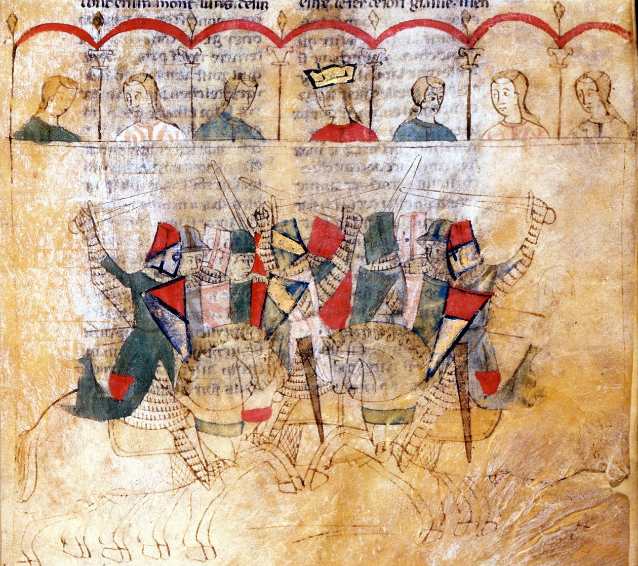 Turneringsscene etter manuskriptet "Lancelot du Lac"" 1200-tallet. Biblioteca Nazionale Marciana Venezia. av Unknown artist