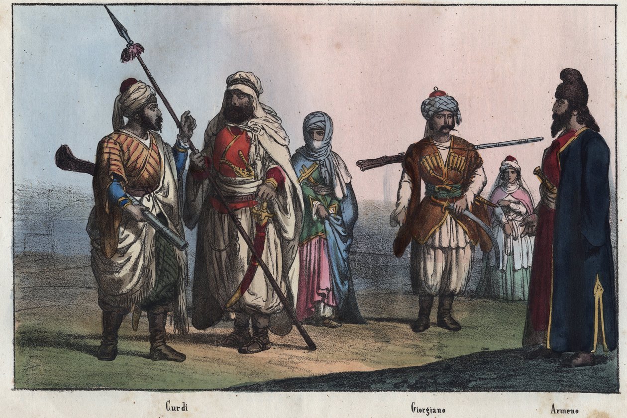 Traditional Kurdish costumes - Georgian - Armenian - av Unknown artist