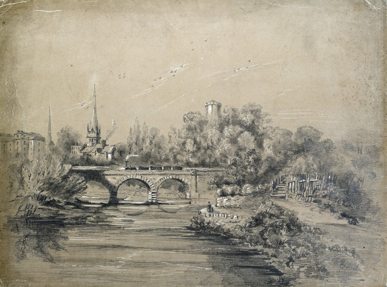 Tog Crossing Bridge av Unknown artist