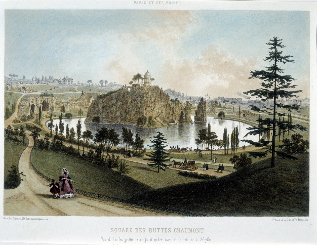 Transformasjoner av Paris under det andre imperiet, Haussmann Paris. Hagen til Buttes Chaumont av Unknown artist