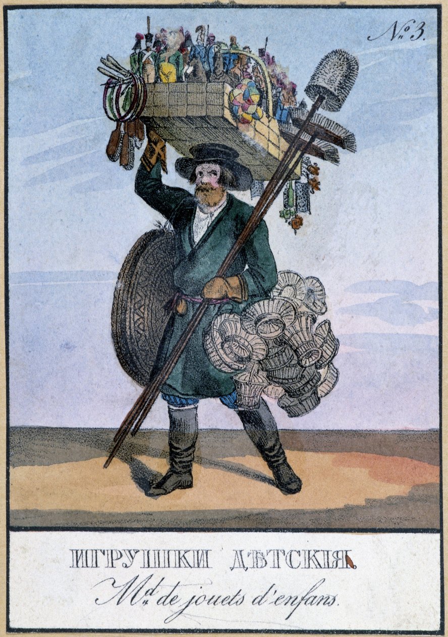 Omreisende kjøpmann av barneleker - Gravering av 1800-tallet av Unknown artist