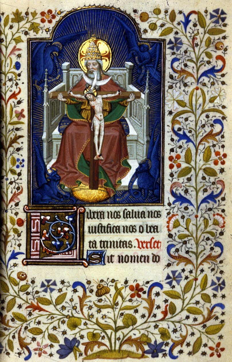 Treenighet. Miniatyr, tidlig på 1400-tallet. Bibl. Trivulziana, Milano. av Unknown artist