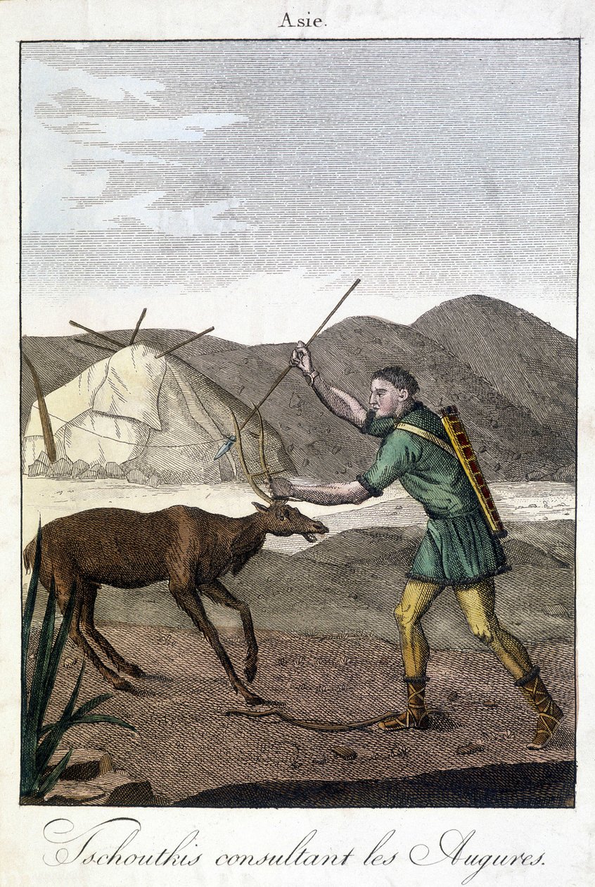 Tschutkis-mann som konsulterer auspures (Asia). av Unknown artist