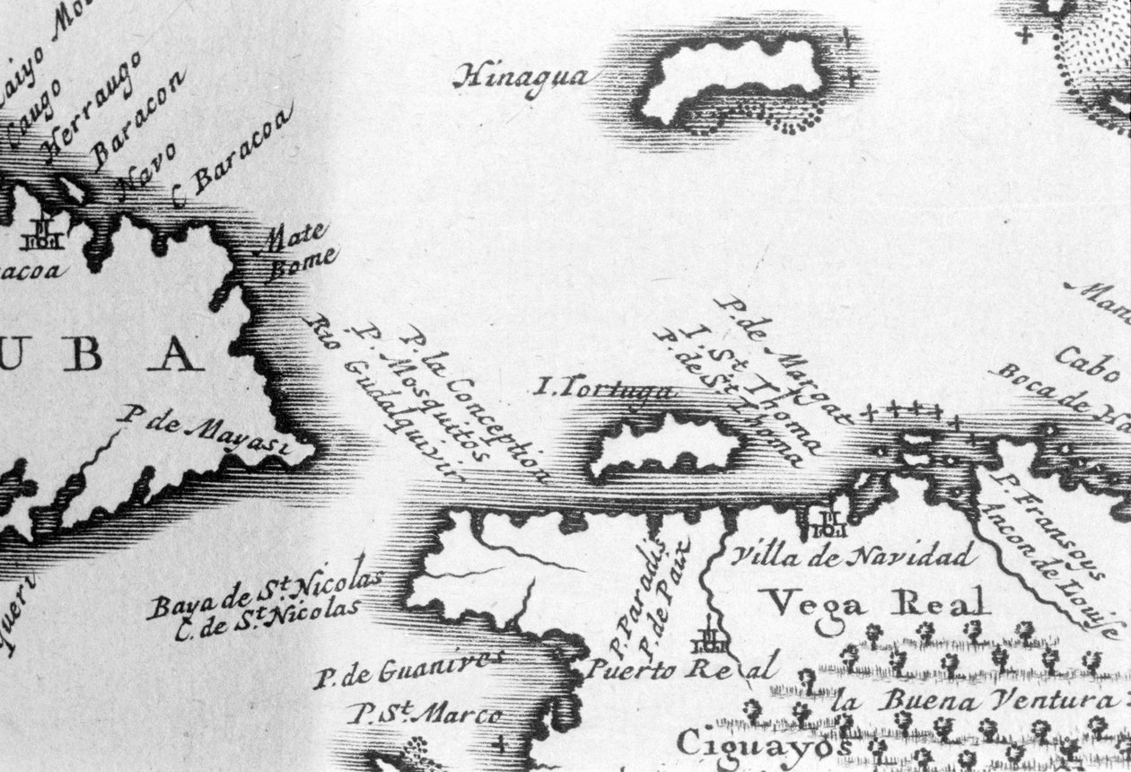 Turtle Island og Santo Domingo fra et kart fra 1600-tallet av Pierre Vandier. av Unknown artist