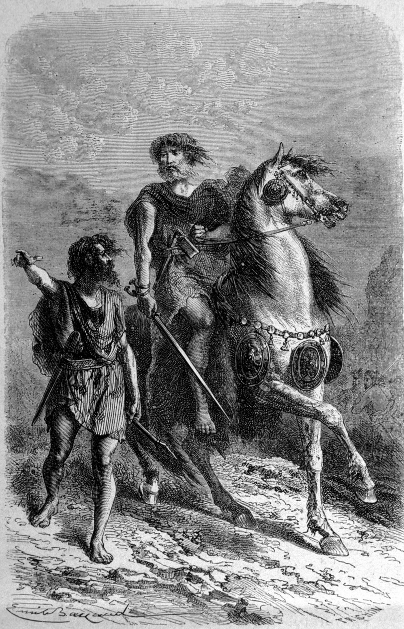 To primitive menn fra bronsealderen. av Unknown artist