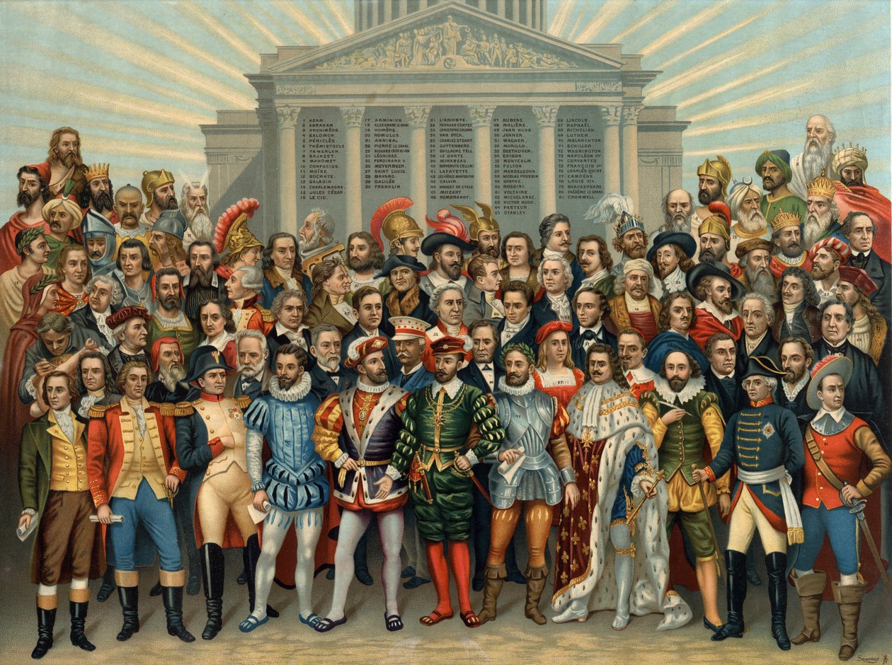 UNIVERSAL PANTHEON OF MAIN MEN CELEBRES chromolithography of Sauvage cir av Unknown artist