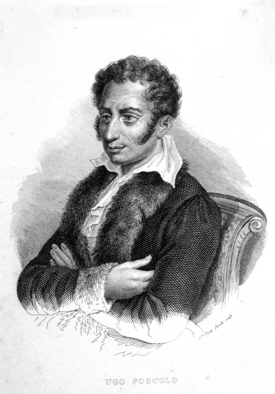 Ugo Foscolo (1778 - 1827), italiensk poet og romanforfatter av Unknown artist