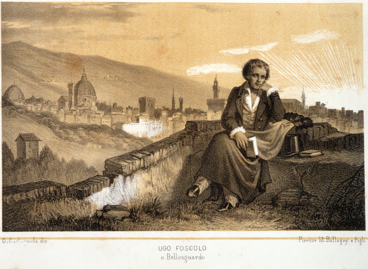 Ugo Foscolo (1778 - 1827), italiensk poet og romanforfatter, i Bellosgardo - i "" Storia d