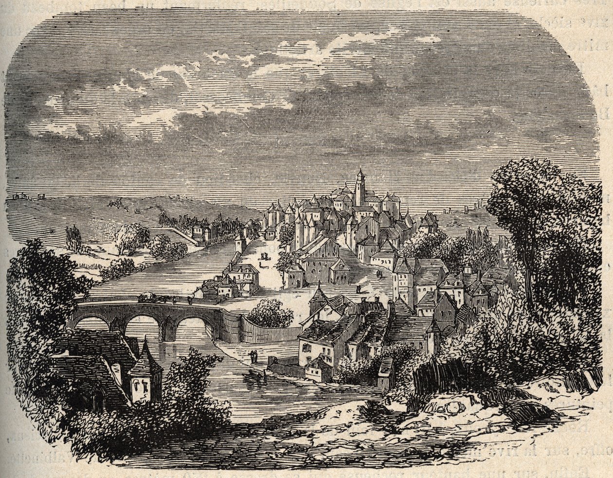 Uzerche - Correze - France - engraving in “” PATRIE”” - DESCRIPTION PECTUREQUIREQUE DE LA FRANCE EN 6 VOLUES BY LUCIEN HUARD - end 19th century av Unknown artist
