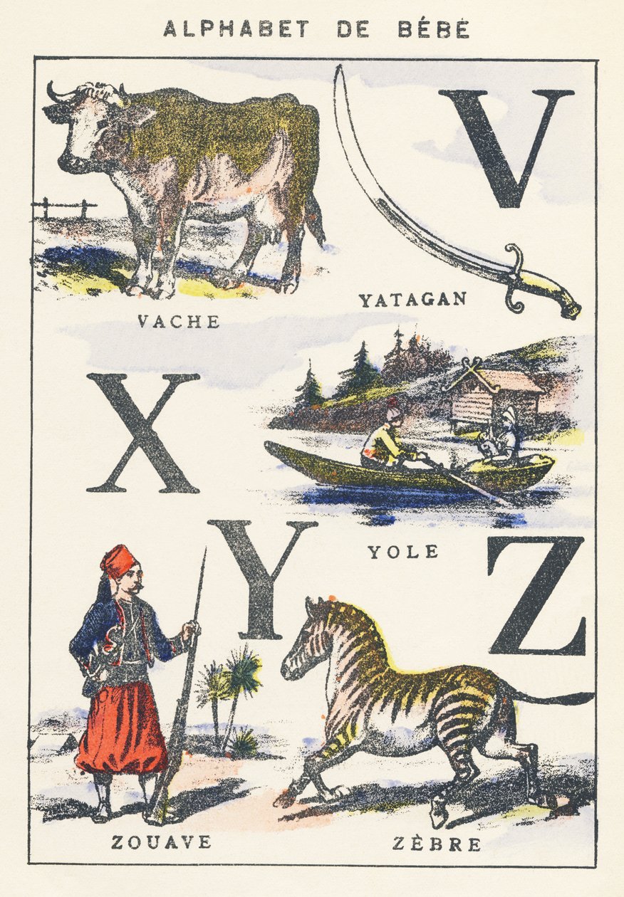 V X Y Z: ku, yole, zouave, sebra av Unknown artist