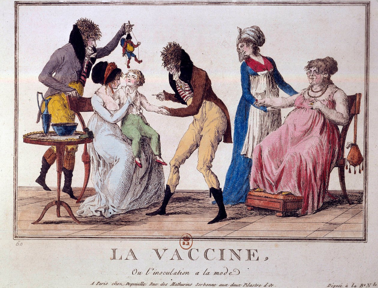 Vaksine eller inokulering er mote. Gravering fra begynnelsen av 1800-tallet. Paris, B.N. av Unknown artist