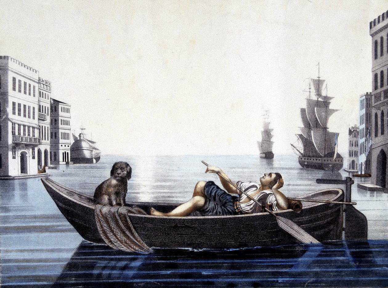 Venezia, om morgenen. 1800-talls gravering. av Unknown artist