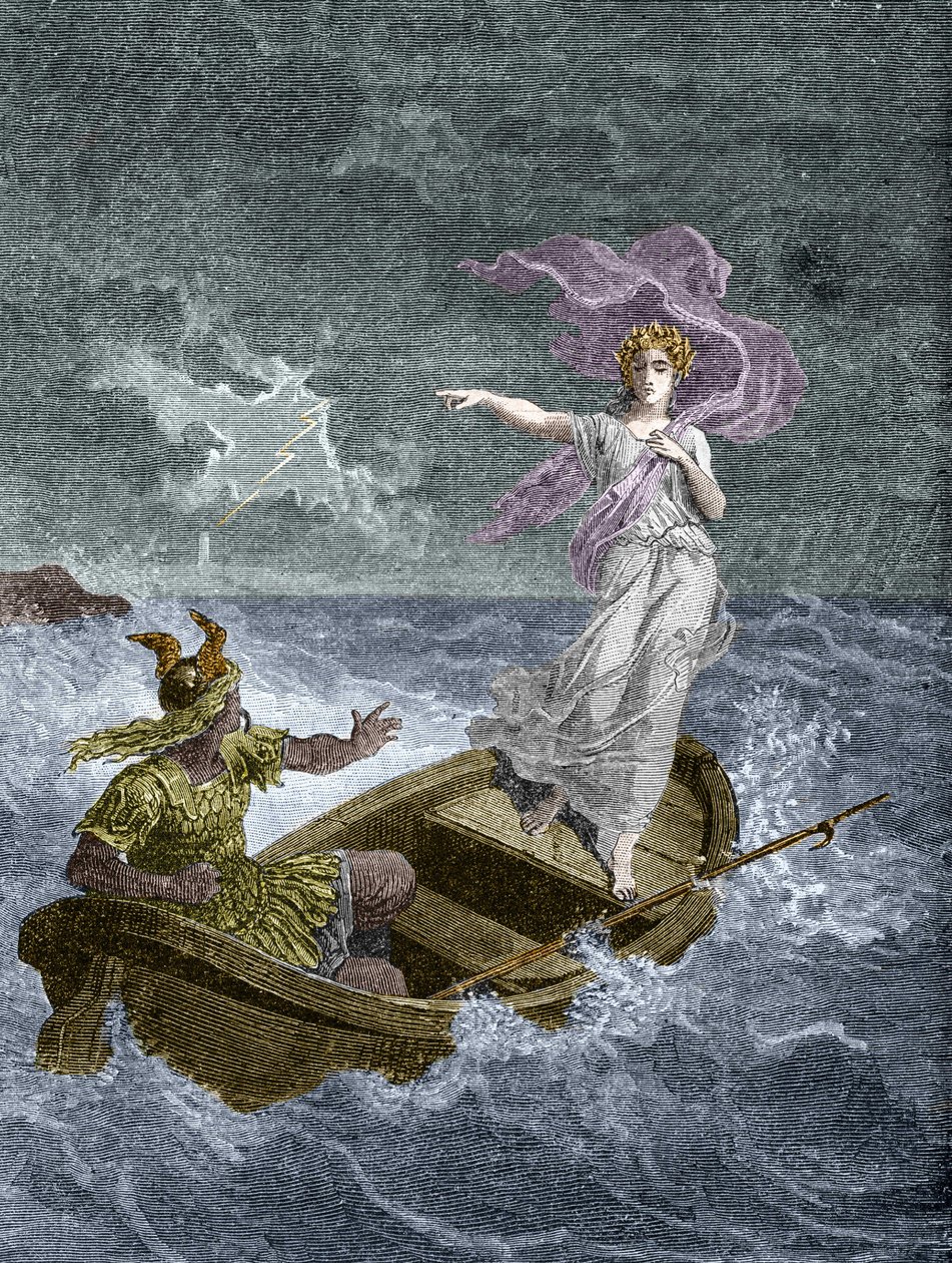 Vercingetorix og Druidess. I "History of the magic of the overnatural world and Fatality through time and people", Furne Jouvet et et Cie editors (1880). av Unknown artist
