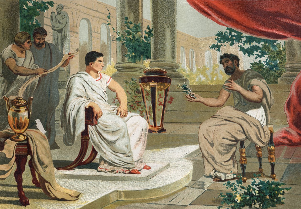 Vespasian (på latin Titus Flavius Vespasianus) med Plinius den eldre. etter kjente hombres y Mujeres. Barcelona 1877. Plinius den eldste (23-79) - av Unknown artist