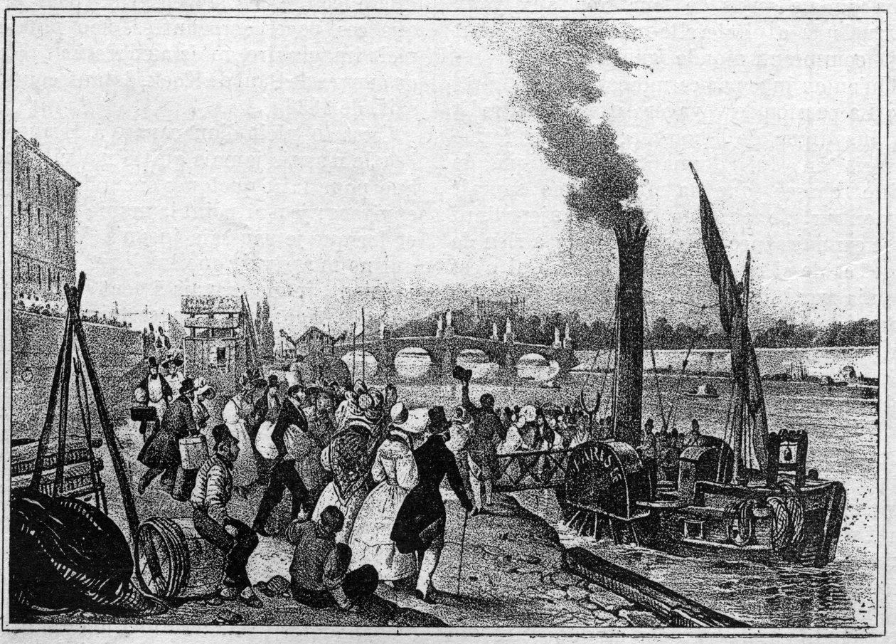 Victor Jean (Victor-Jean) Adam (1801-1866). “The journey of Saint Cloud by the steamboat” av Unknown artist