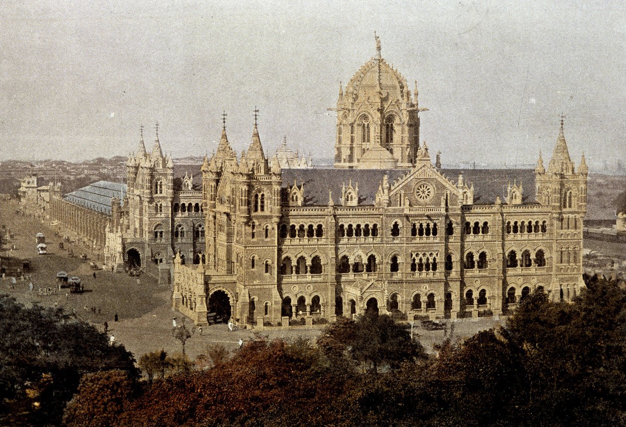 Victoria Station i Mumbai, slutten av 1800-tallet av Unknown artist