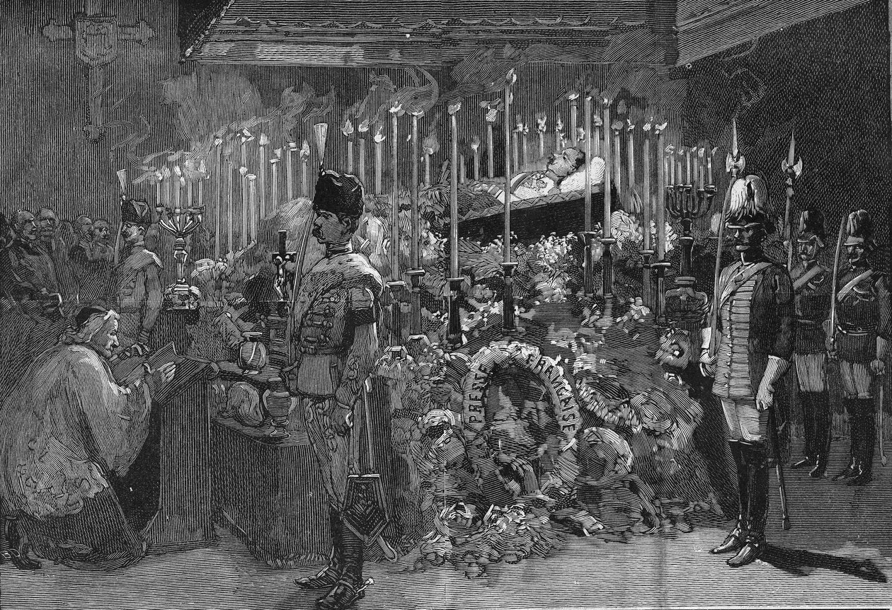 Vienna 1889: the burning chapel of Archduke Rodolph of Habsburg (1858 - 1889) av Unknown artist
