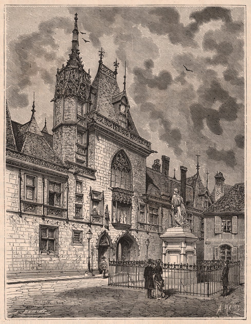 Utsikt fra gaten til Palais Jacques Coeur i Bourges, Frankrike av Unknown