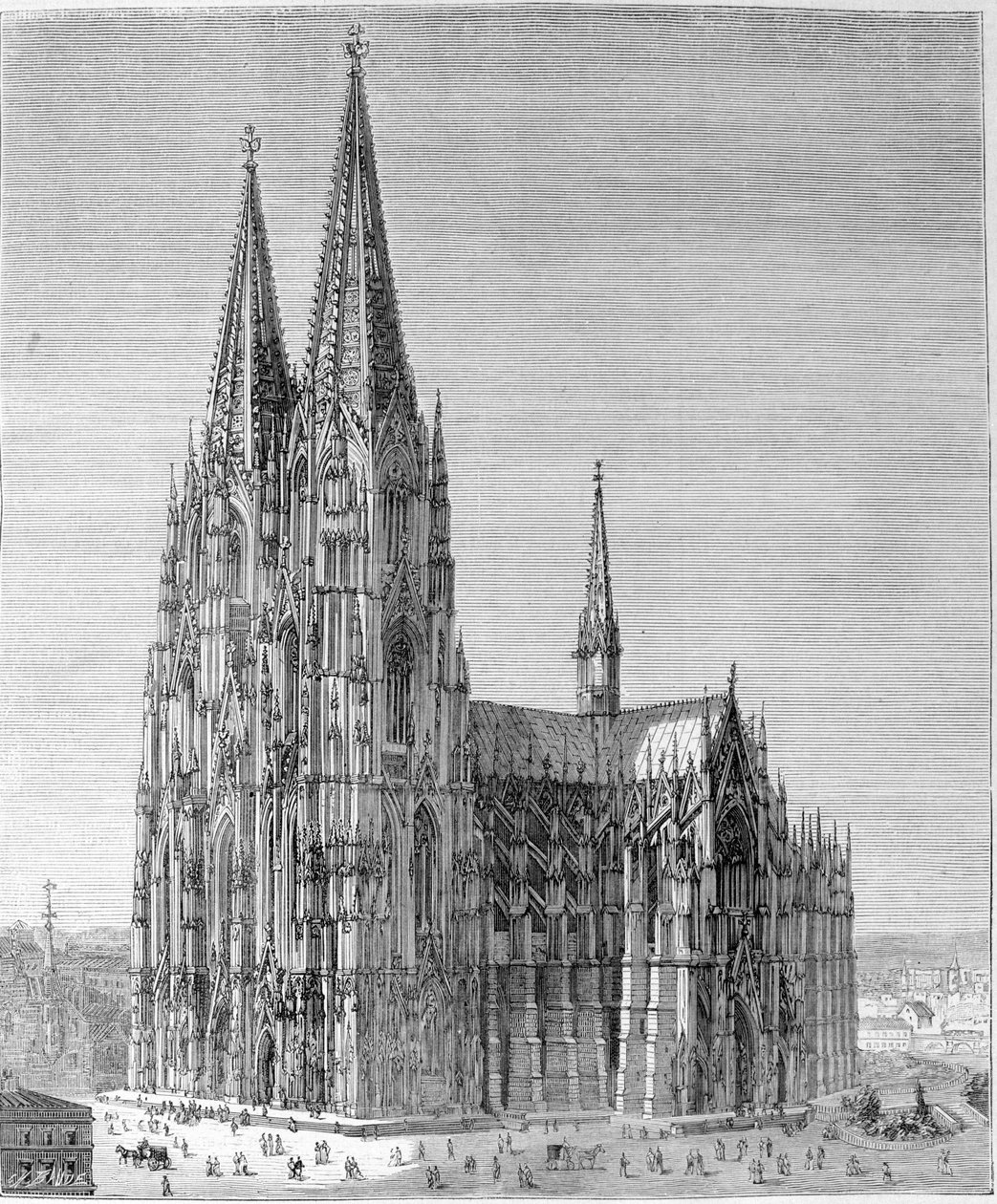 Utsikt over Kölnerdomen. 1800-talls gravering. av Unknown artist