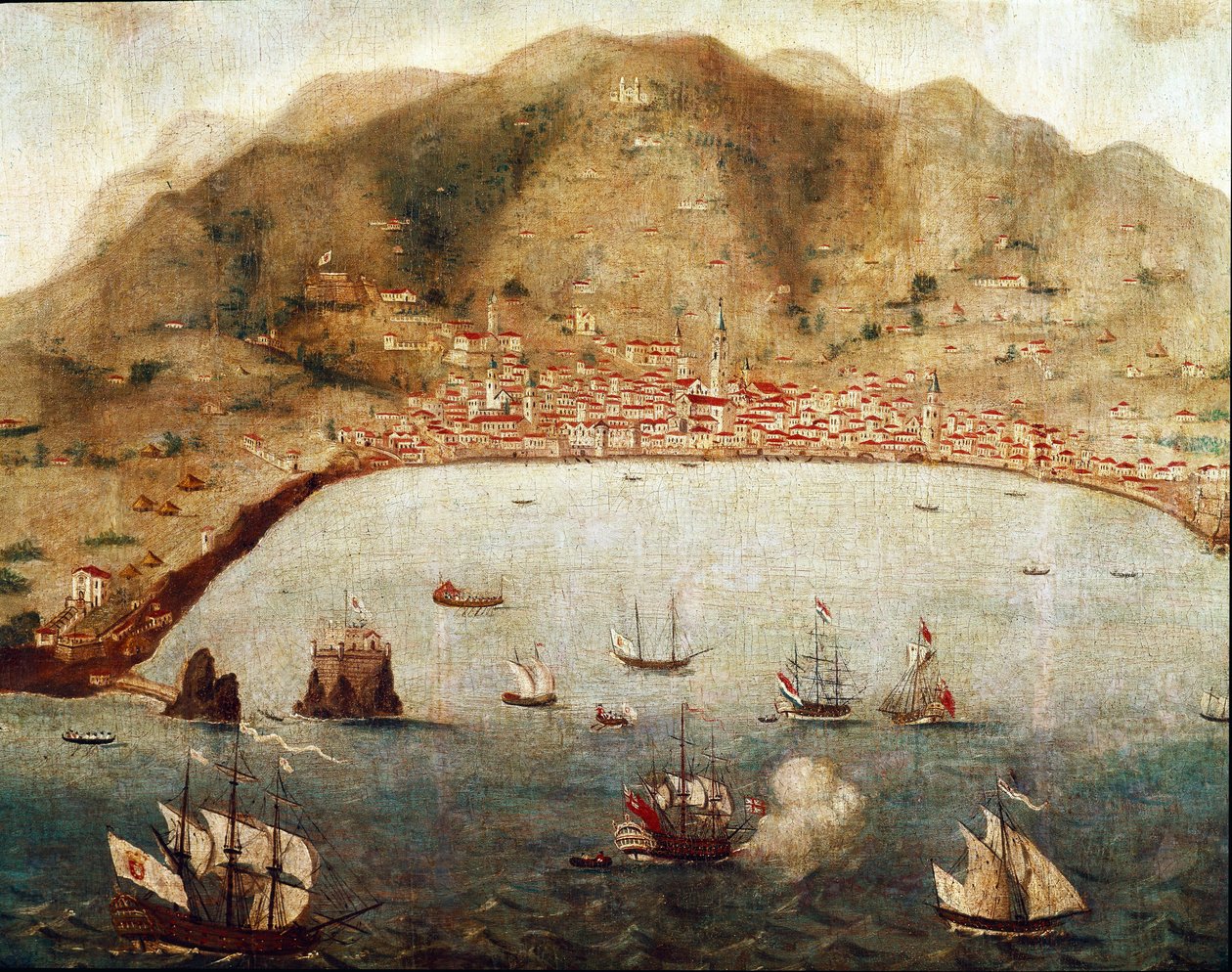 Utsikt over Funchal, Madere Island (maleri av Unknown artist
