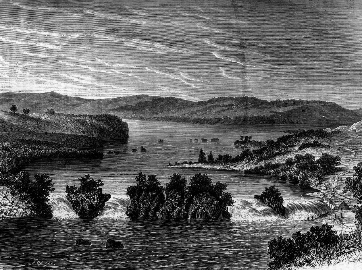 Utsikt over Victoriasjøen, Afrika. Gravering i «The Journal of Youth» av Unknown artist