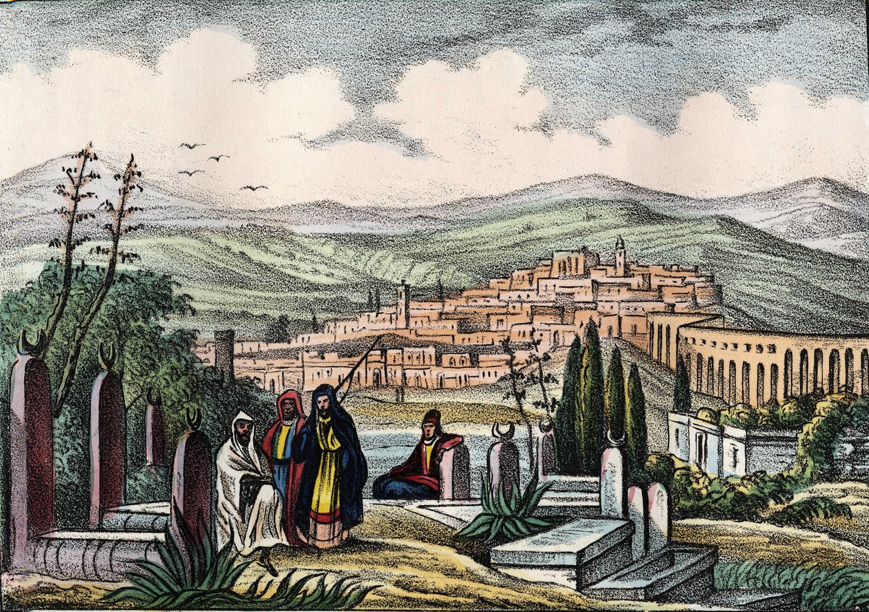 Utsikt over Medeah, den gamle romerske festningen i Algerie. I "" Storia d