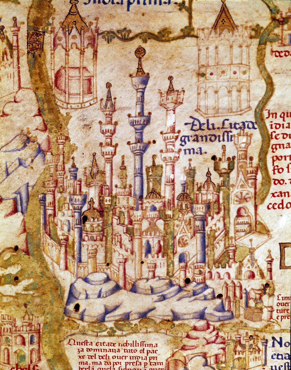 Utsikt over New Delhi i India Detalj av verdenskartet til bror Maurus (Mauro) Camaldolese Biblioteca Marciana fra 1400-tallet, Venezia av Unknown artist