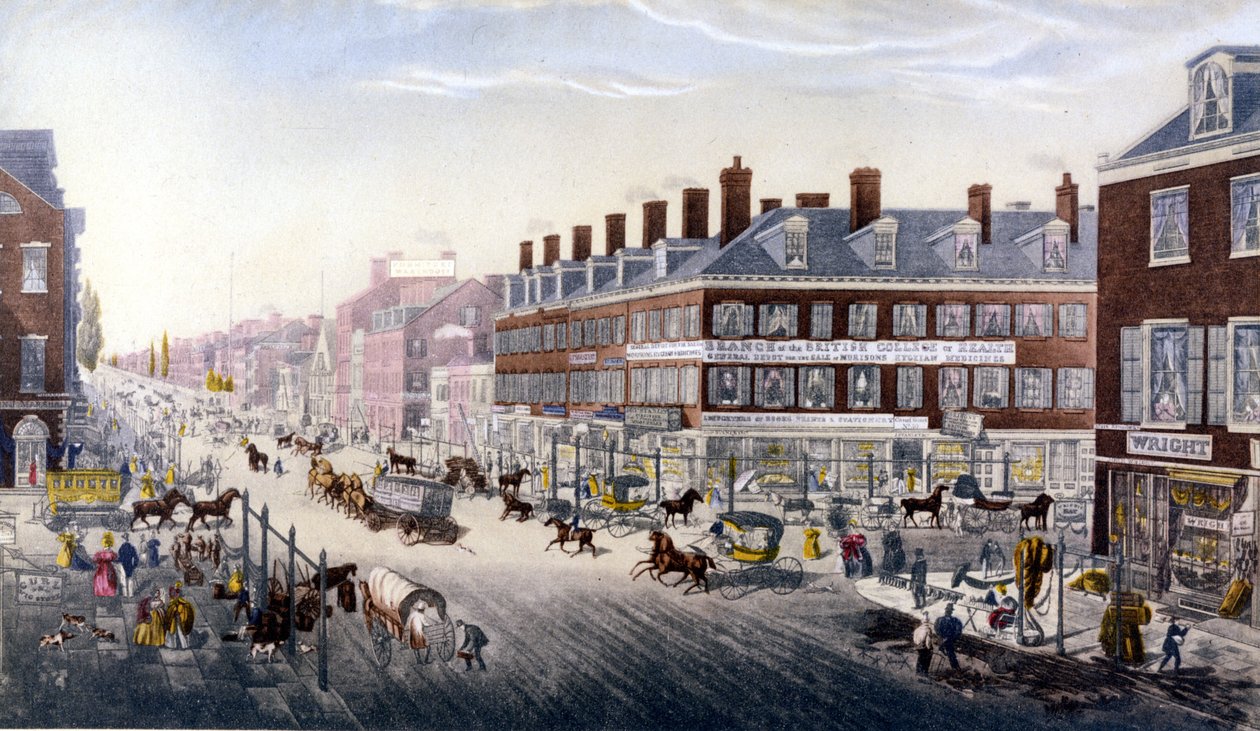 Utsikt over New York: Broadway. Gravering fra 1840. av Unknown artist