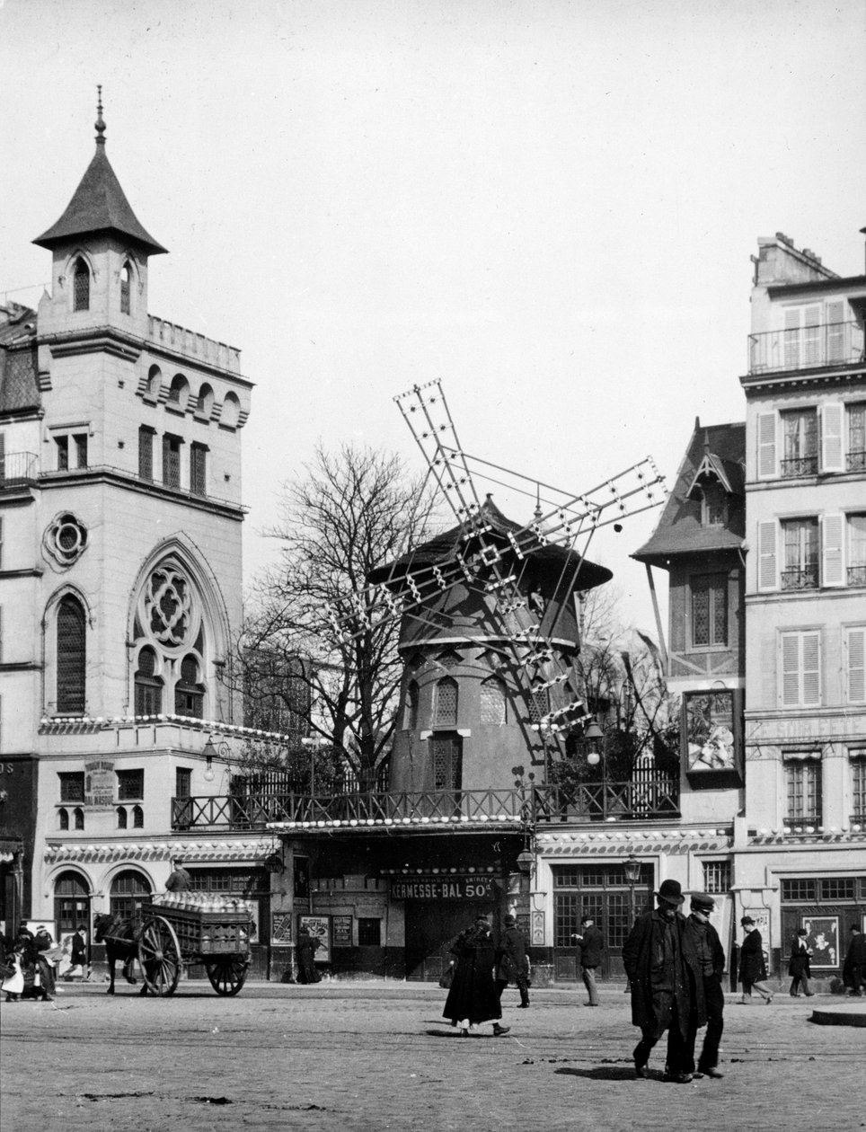 Utsikt over Paris: Moulin Rouge, Montmartre-distriktet av Unknown artist