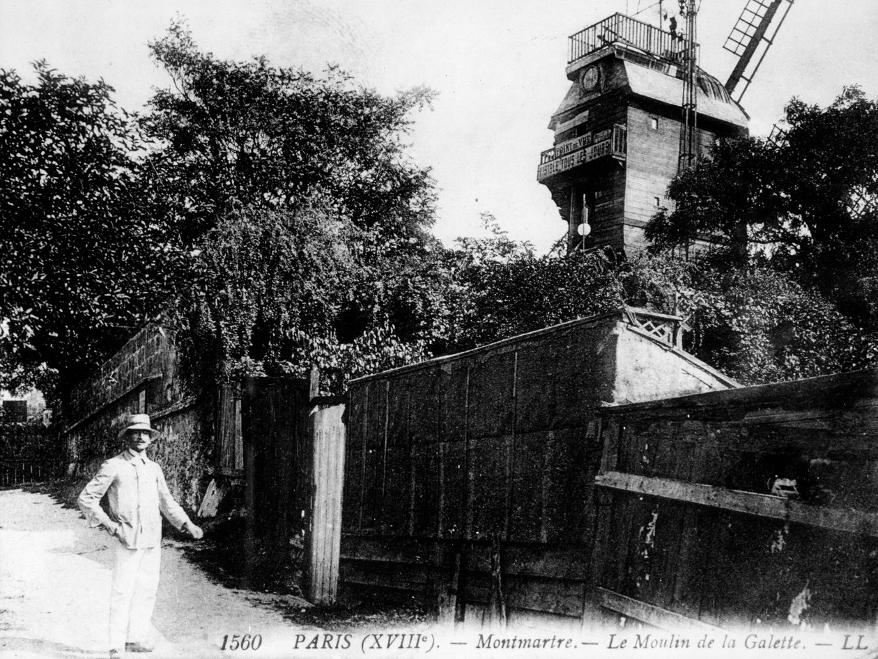 Utsikt over Paris: Moulin de la Galette, Montmartre-distriktet av Unknown artist