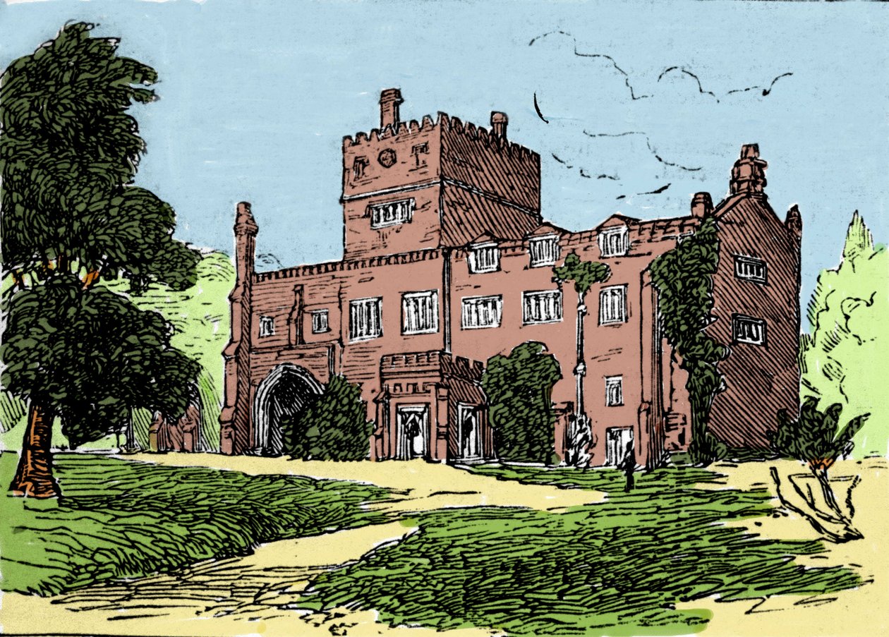 Utsikt over Tavistock Abbey, residensen til Francis Drake (1540-1596), privatist og britisk oppdagelsesreisende. Illustrasjon av 1800-tallet. av Unknown artist