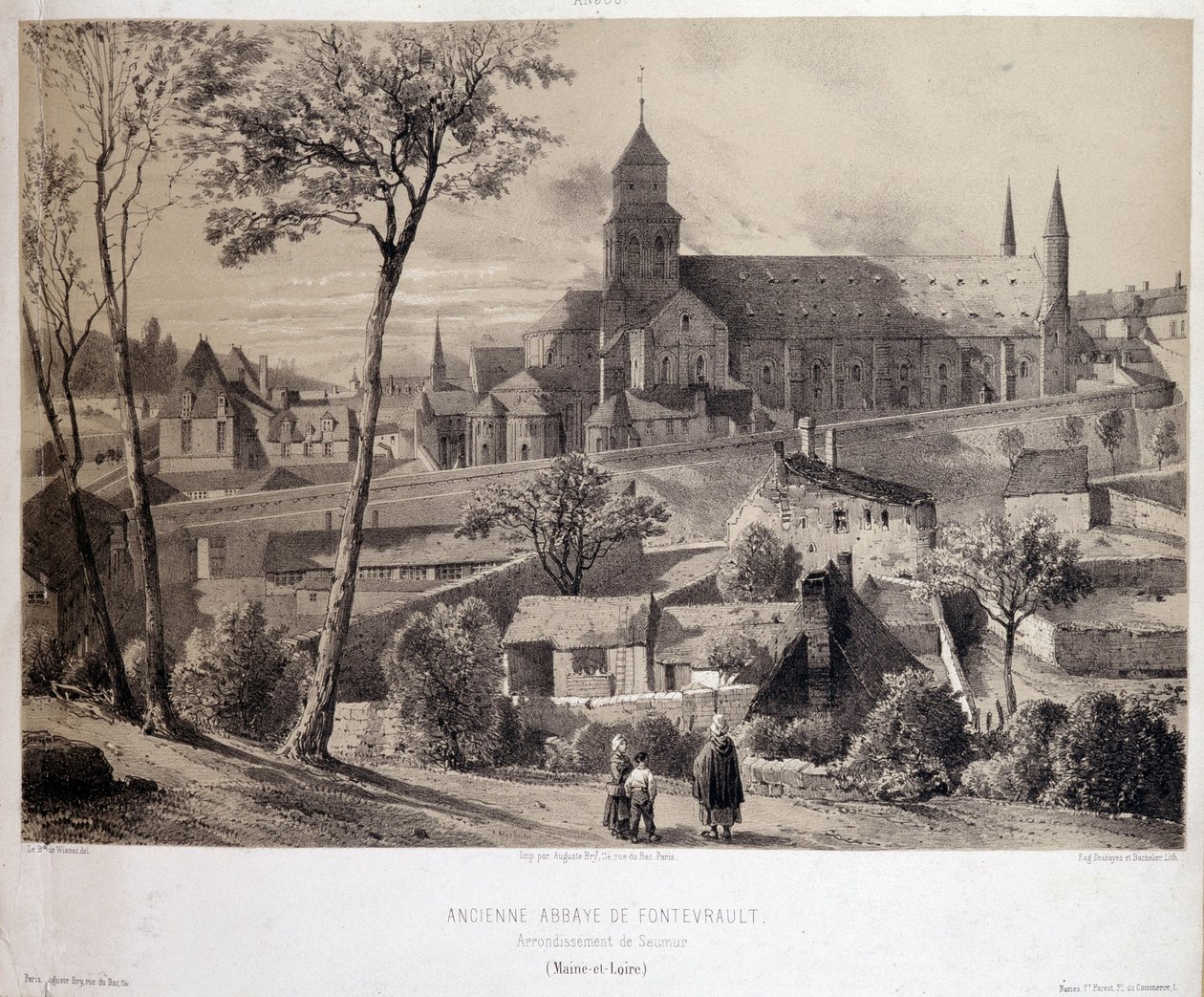 Utsikt over Abbey of Fontevrault (Fontevraud) nær Saumur av Unknown artist