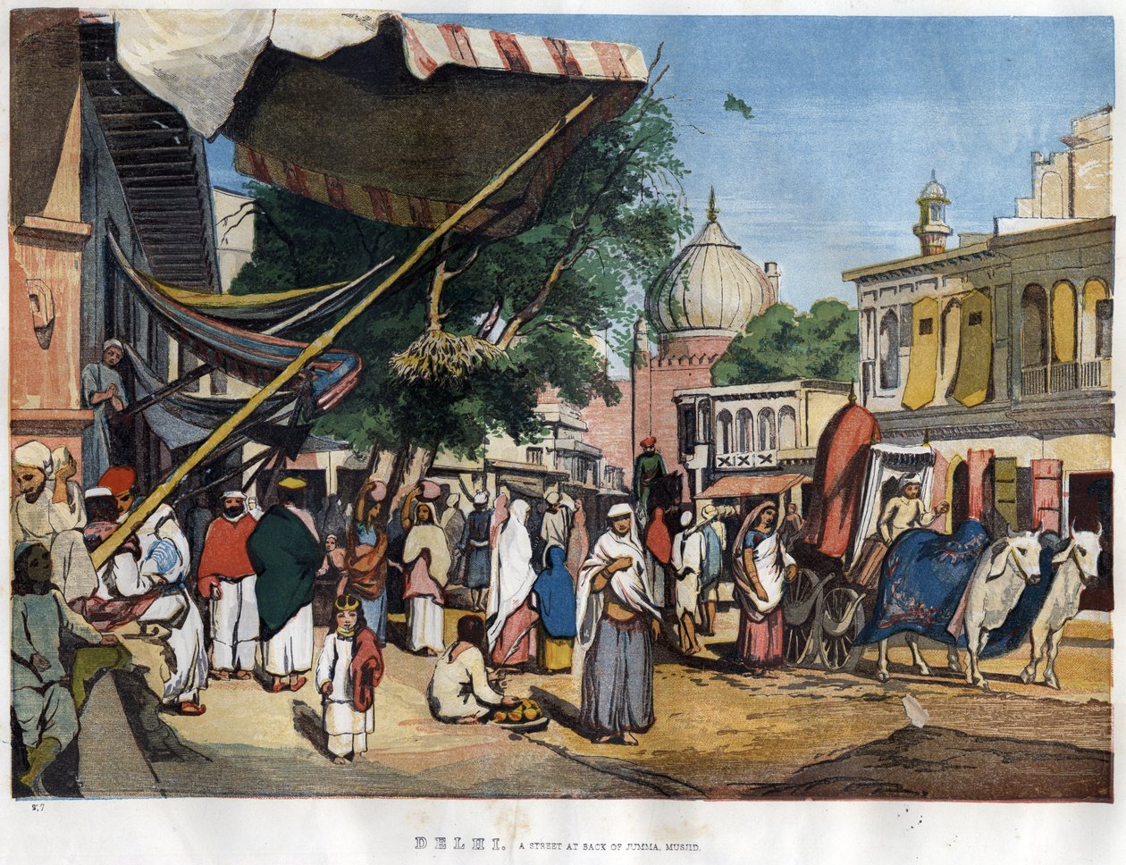 Utsikt over byen New Delhi nær moskeen Juma Masjid, India i 1857 i "" The Illustrated London News"" (28. november 1857). av Unknown artist