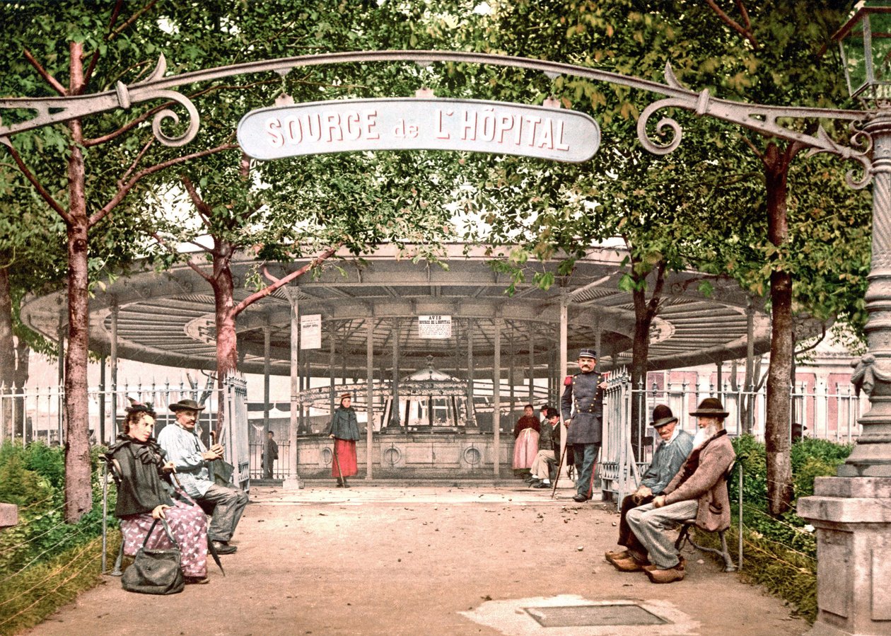 Utsikt over sykehuset i Vichy: Kilde til sykehuset. Photochrome sd. v. 1890. av Unknown artist