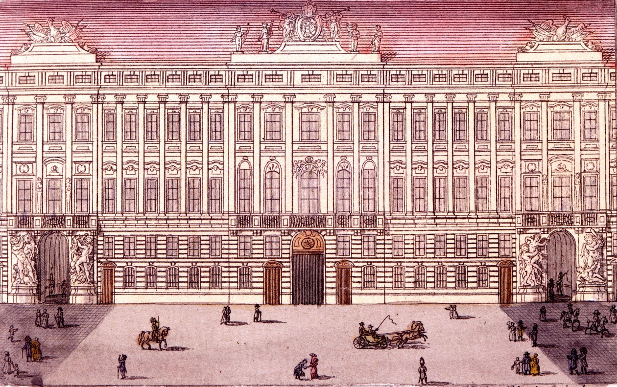 Utsikt over Imperial Chancery i Wien, Østerrike Gravering fra 1820 av Unknown artist