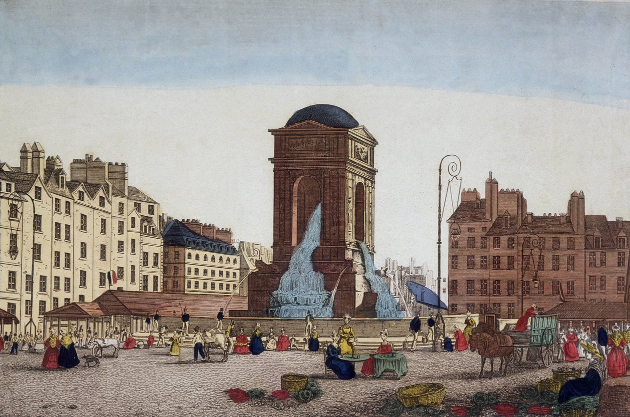 Utsikt over Innocents Market og Fountain - gravering av Unknown artist